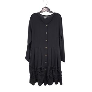 Ancienne Women's Wool Blend Button Front Midi Dress Lagenlook- M